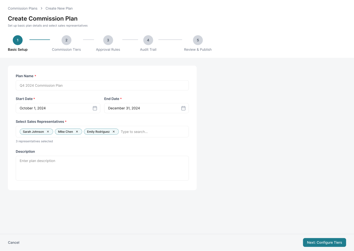 Create commission plan